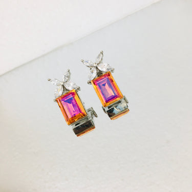 Orange Crystal Stud Earrings Zayn Luxury Jewellery